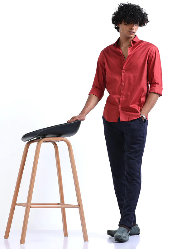 Men's Red Giza Cotton Shirt